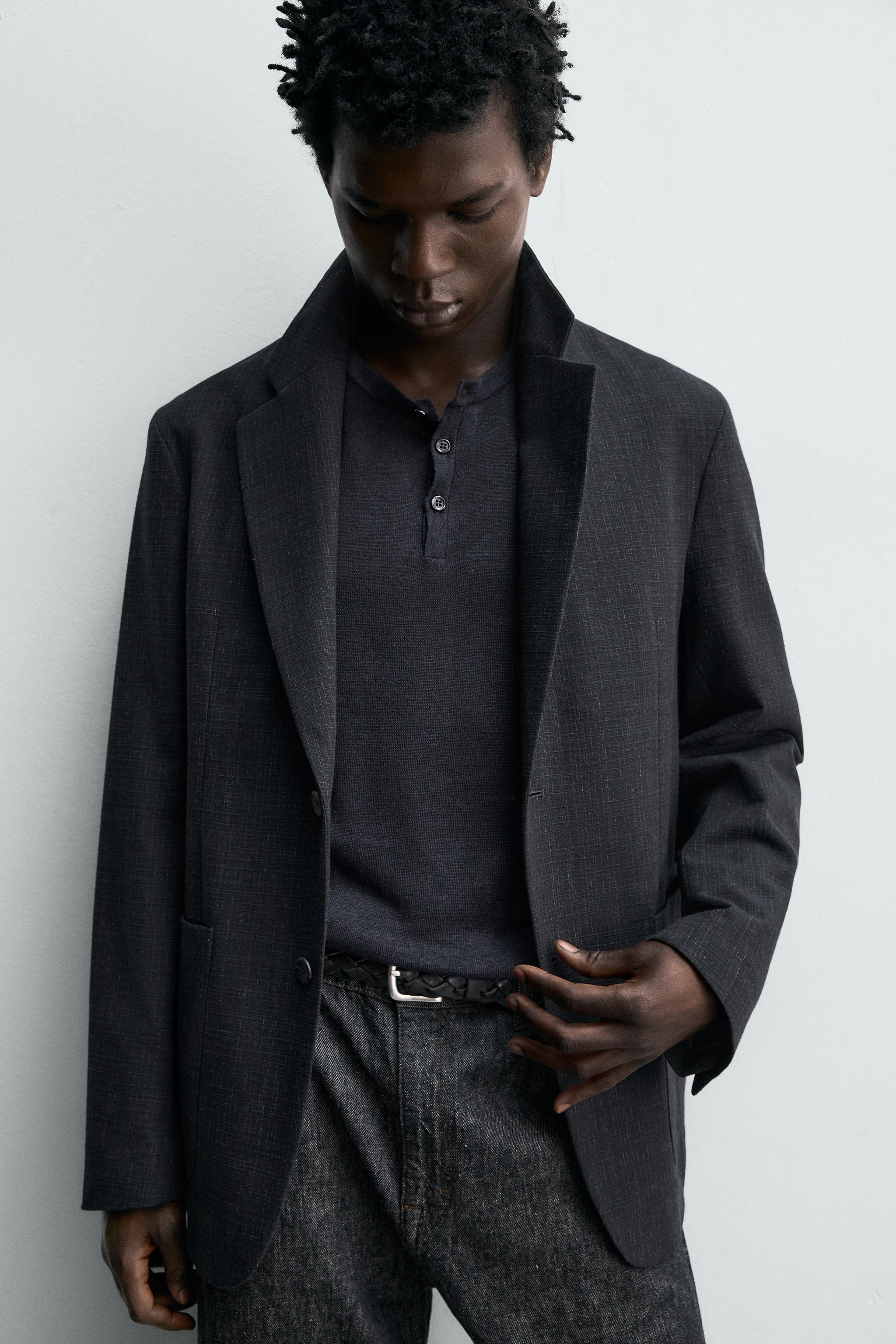 RELAXED FIT TEXTURED BLAZER